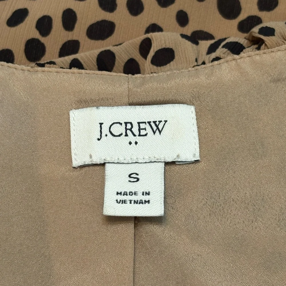 J. Crew Tan and Black Polka Dot Blouse
